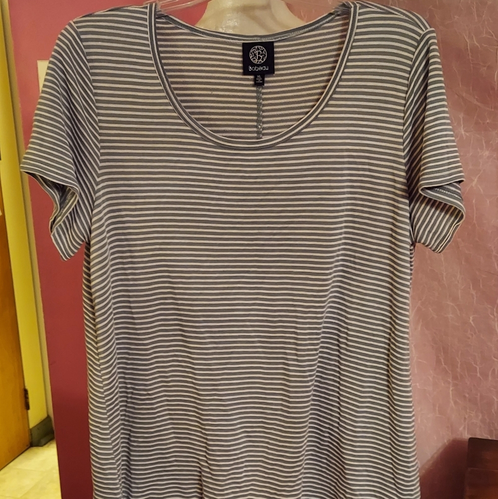 Womans Striped Shirt with White Bottom size XL